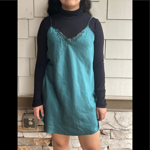American Vintage Dresses & Skirts - Silky Slip Mini Dress in Teal